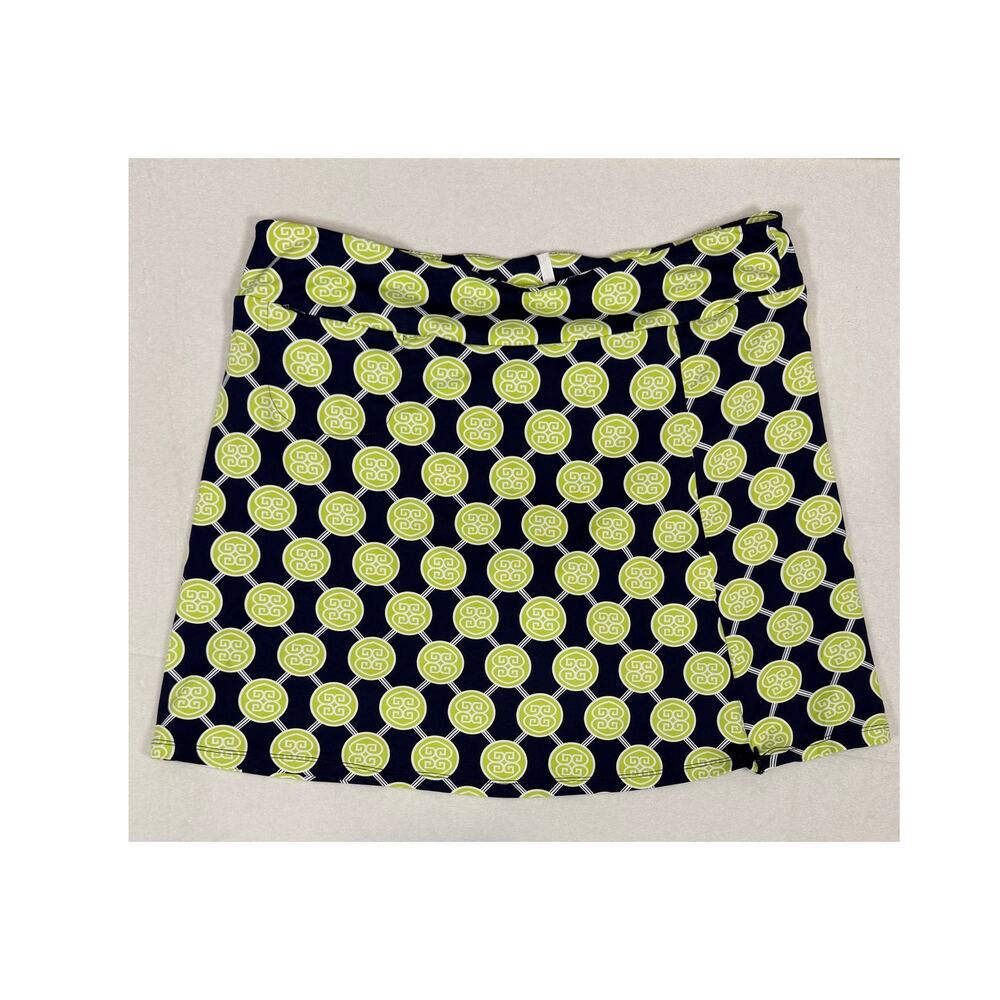 Lulu B Women Skort Geometric Green Blue Resort Wear Golf Tennis Pickleball XL